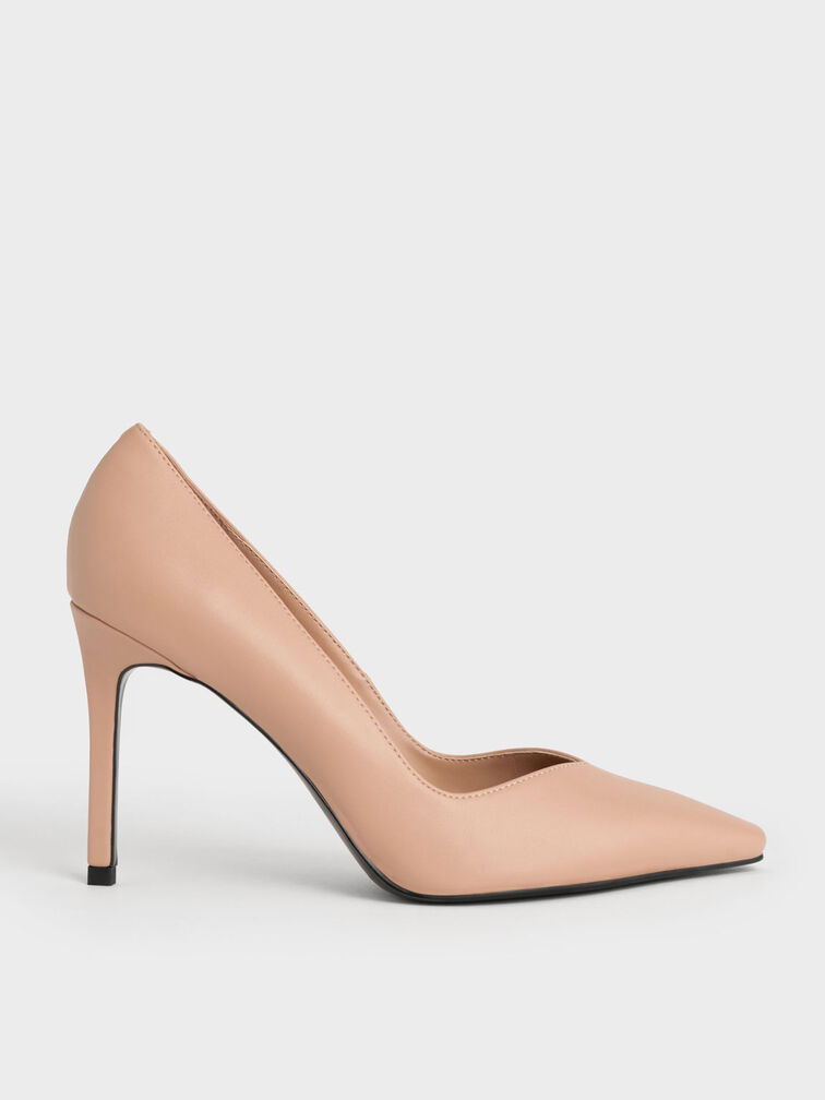 Tapered Square-Toe Pumps, Nude, hi-res