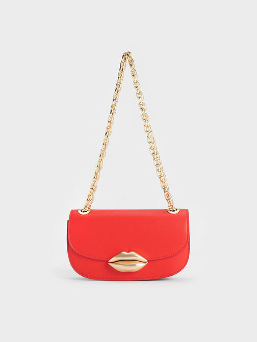 Kiss Lip Motif Bag, Red, hi-res