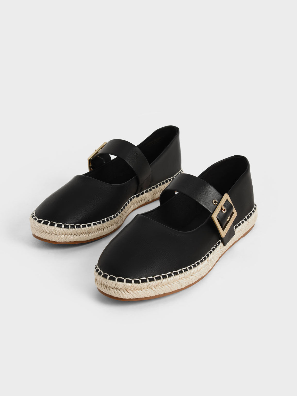 Black Buckled Espadrille Flats - CHARLES & KEITH VN
