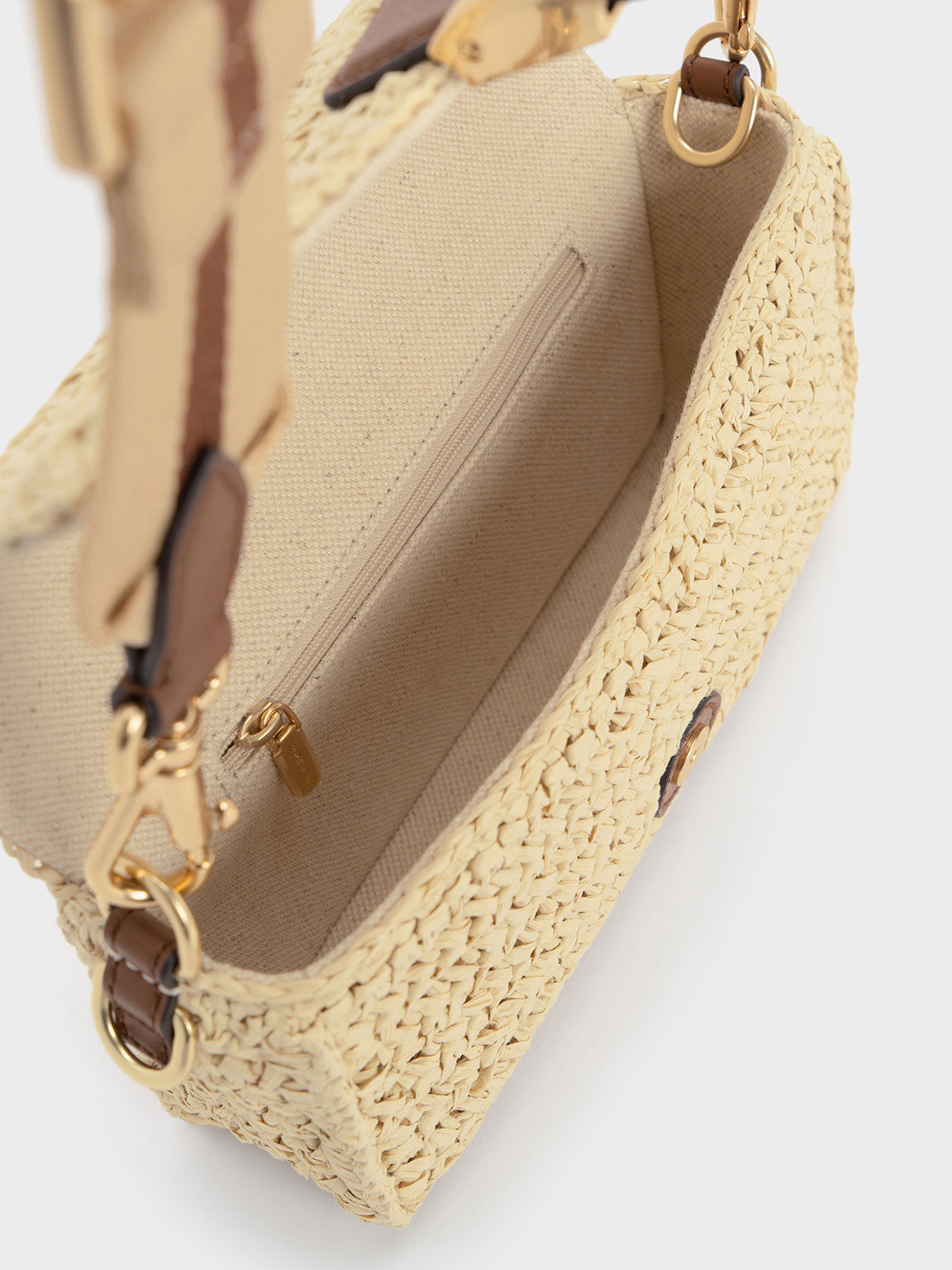 Dolcevita Raffia Chain-Link Strap Bag, Chocolate, hi-res