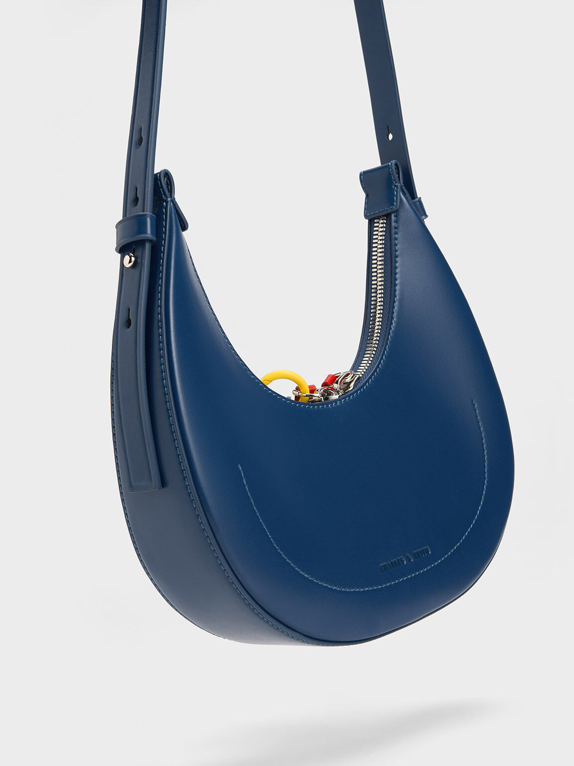 Navy Cockade Crescent Hobo Bag - CHARLES & KEITH AE