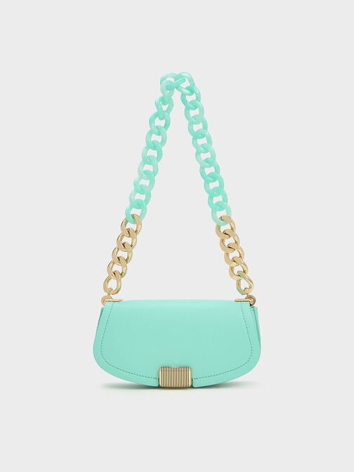 Sonnet Two-Tone Chain Handle Shoulder Bag, Mint Green, hi-res