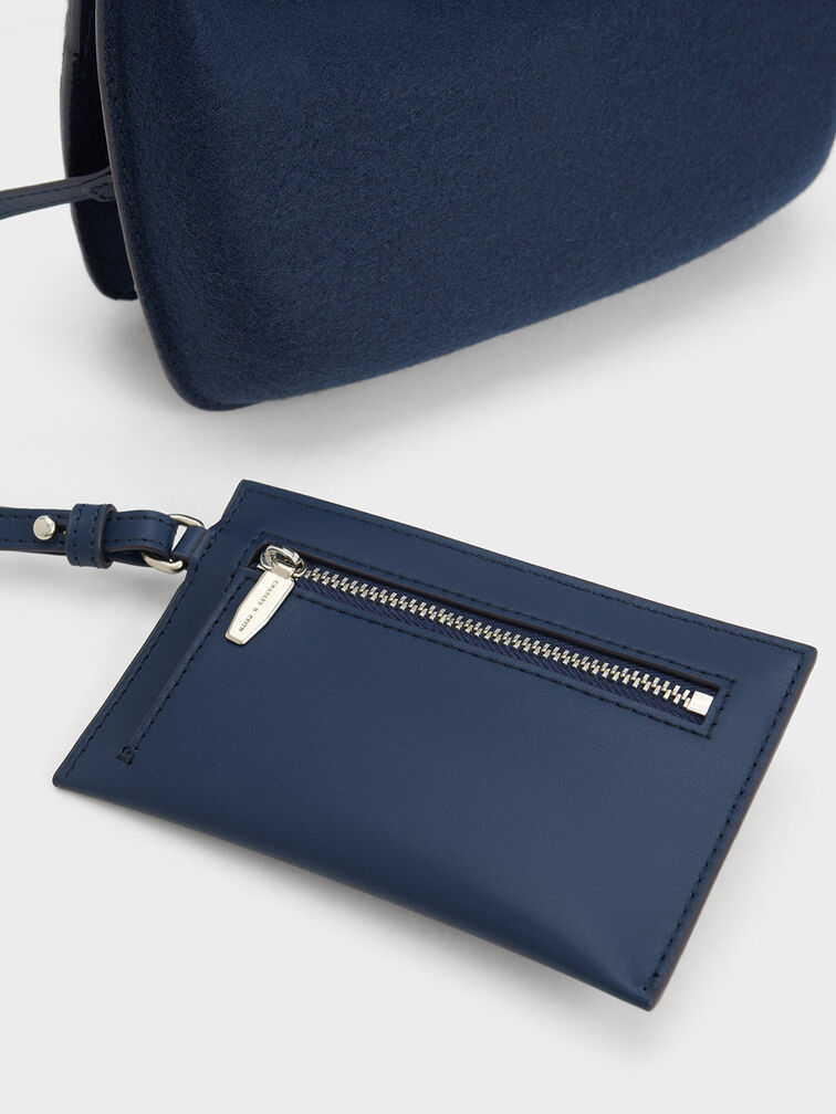 Mini Cocoon Textured Top Handle Bag, Navy, hi-res