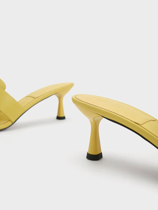 Trichelle Interwoven Leather Spool Heel Mules, Yellow, hi-res