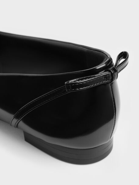Bettina Double-Bow Pointed Ballet Flats, Black Box, hi-res