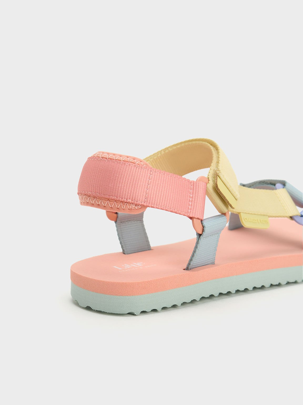 Girls' Grosgrain Sporty Sandals, Peach, hi-res