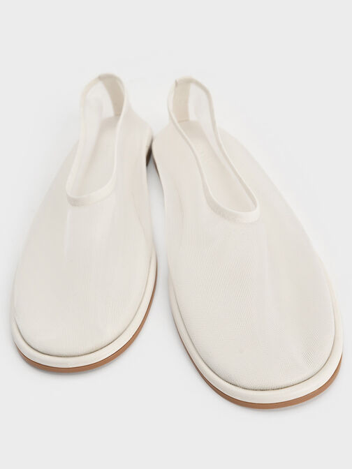 Mesh Ballet Flats, White, hi-res