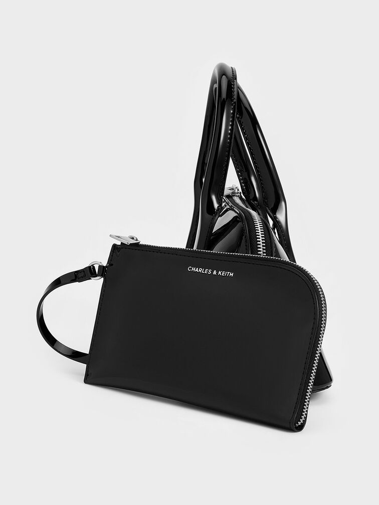 Axel Patent Elongated Bowling Bag, Black, hi-res