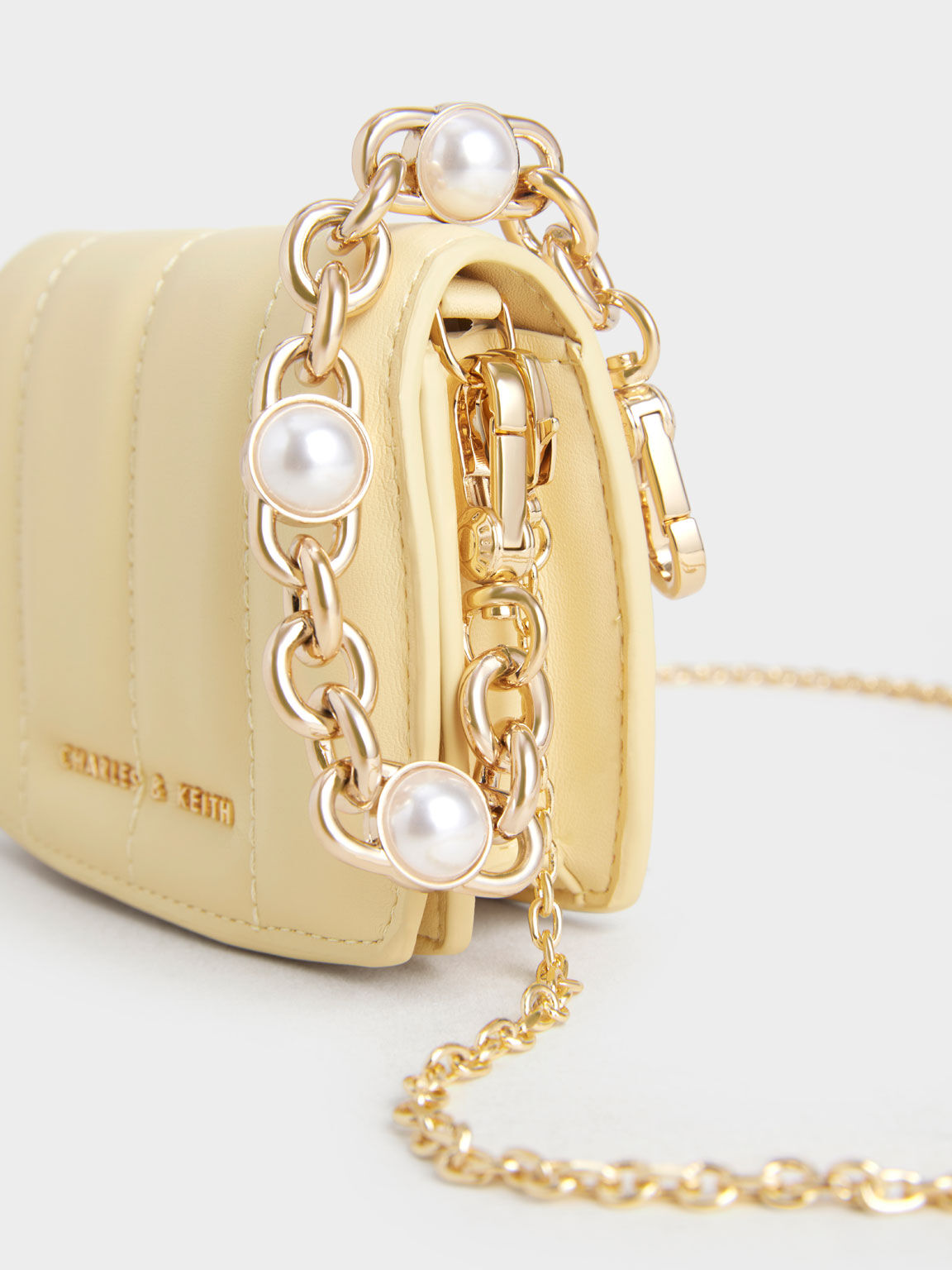 Chain Handle Vanity Pouch, Butter, hi-res
