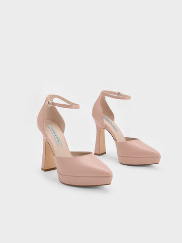 Ankle Strap D'Orsay Pumps, Nude, hi-res