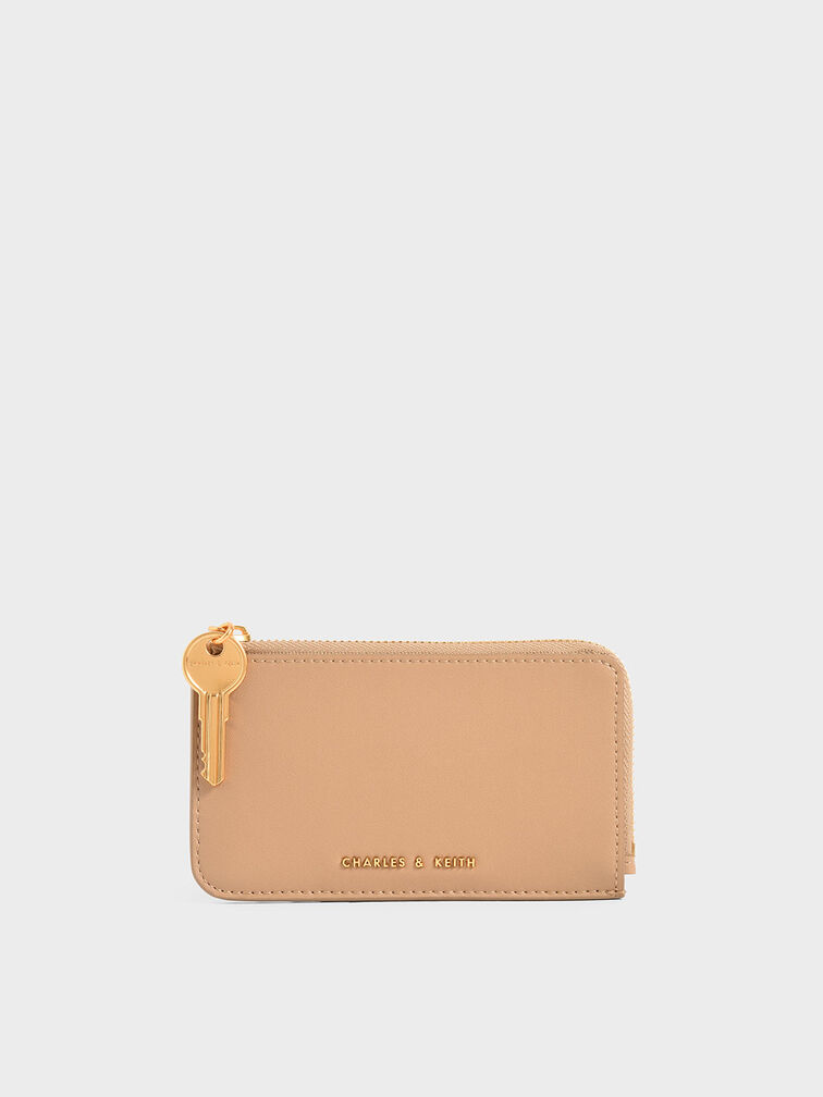 Zip Around Mini Wallet, Beige, hi-res