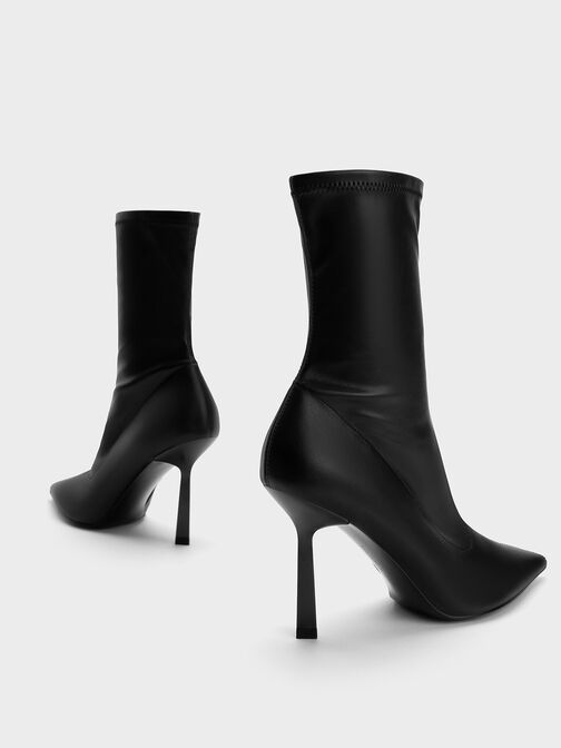 Pointed-Toe Stiletto Heel Ankle Boots, Black, hi-res