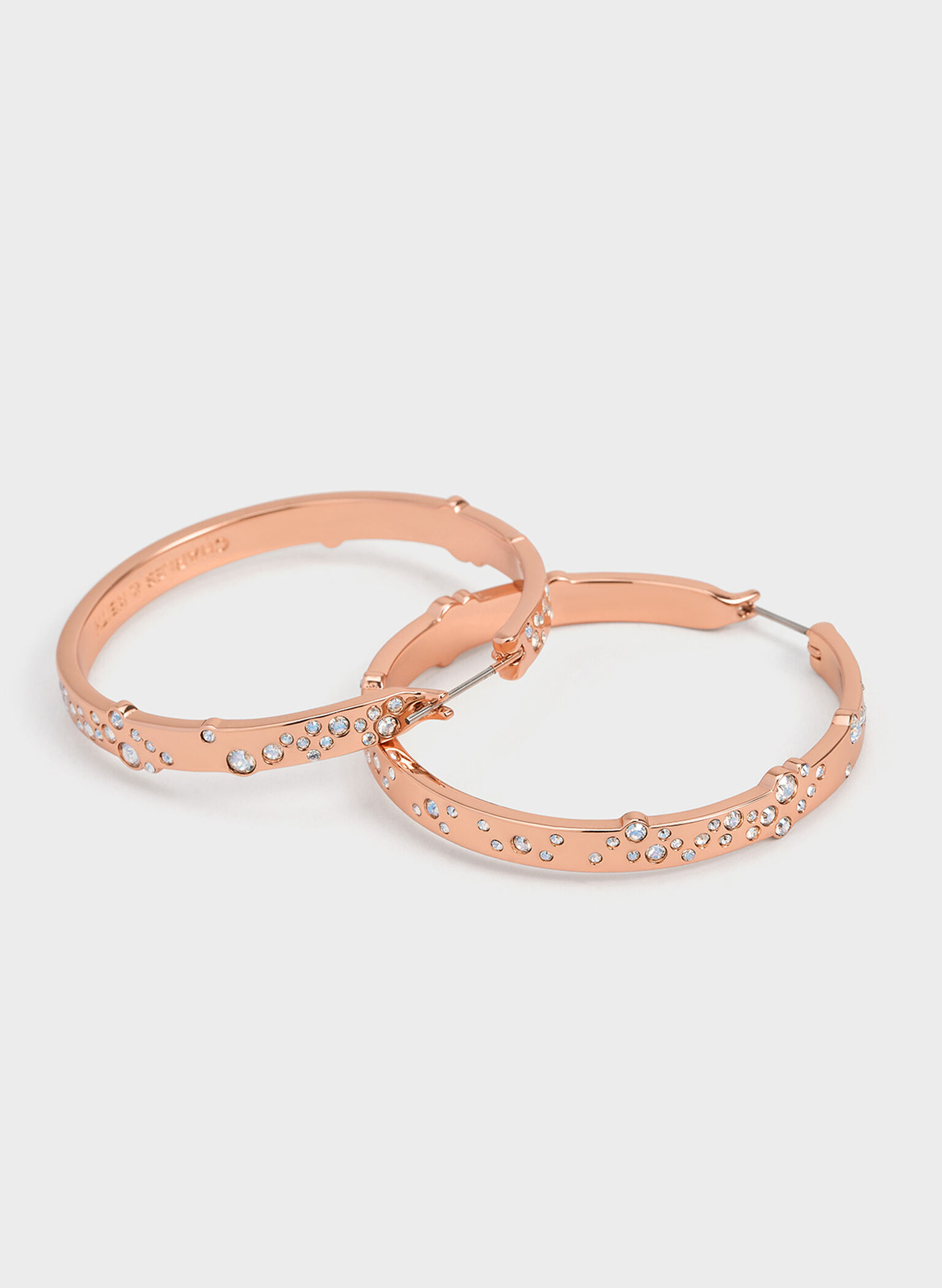 Reverie Crystal Large Hoop Earrings, Rose Gold, hi-res