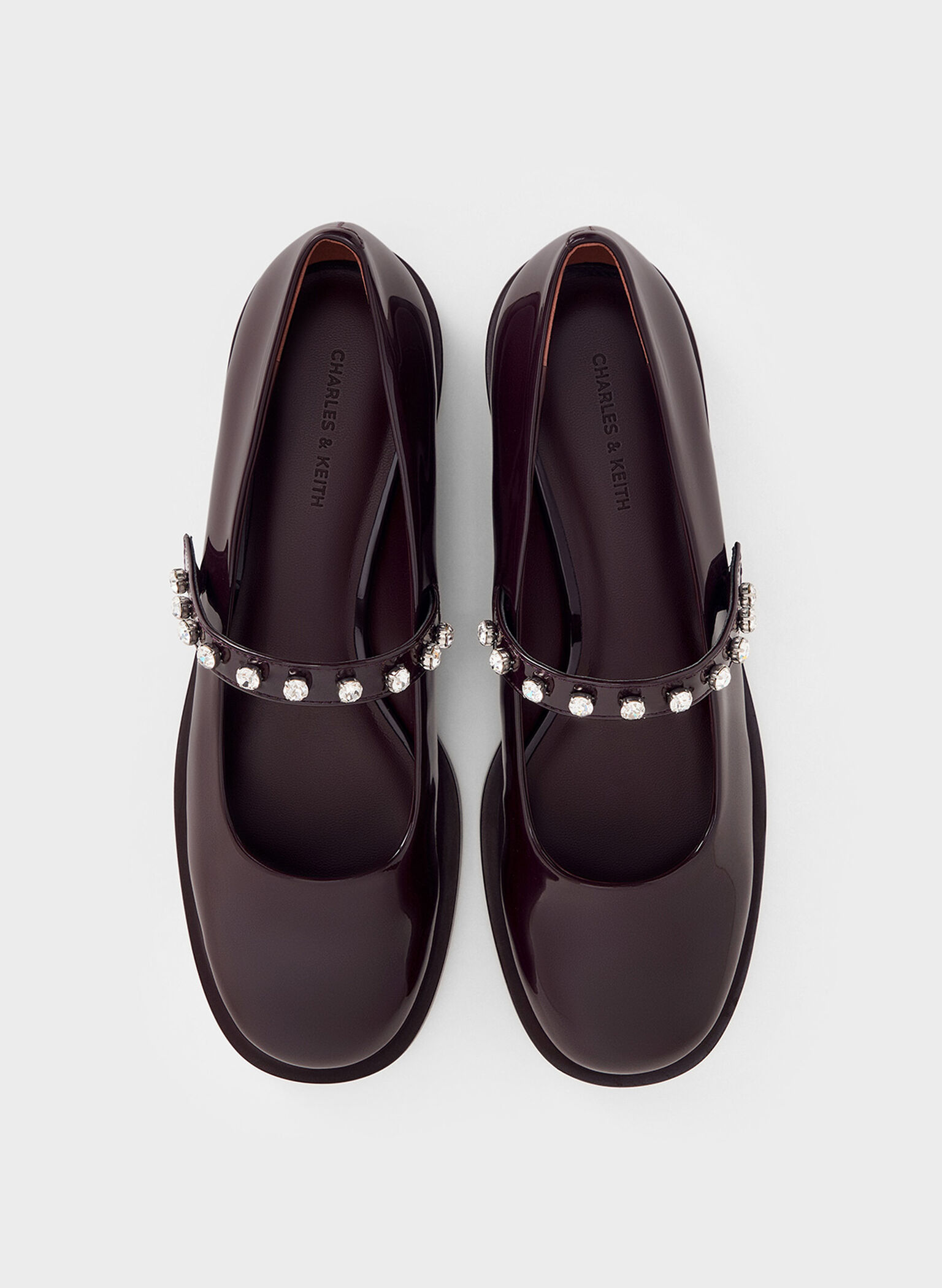 Patent Gem-Encrusted Mary Janes, Maroon, hi-res