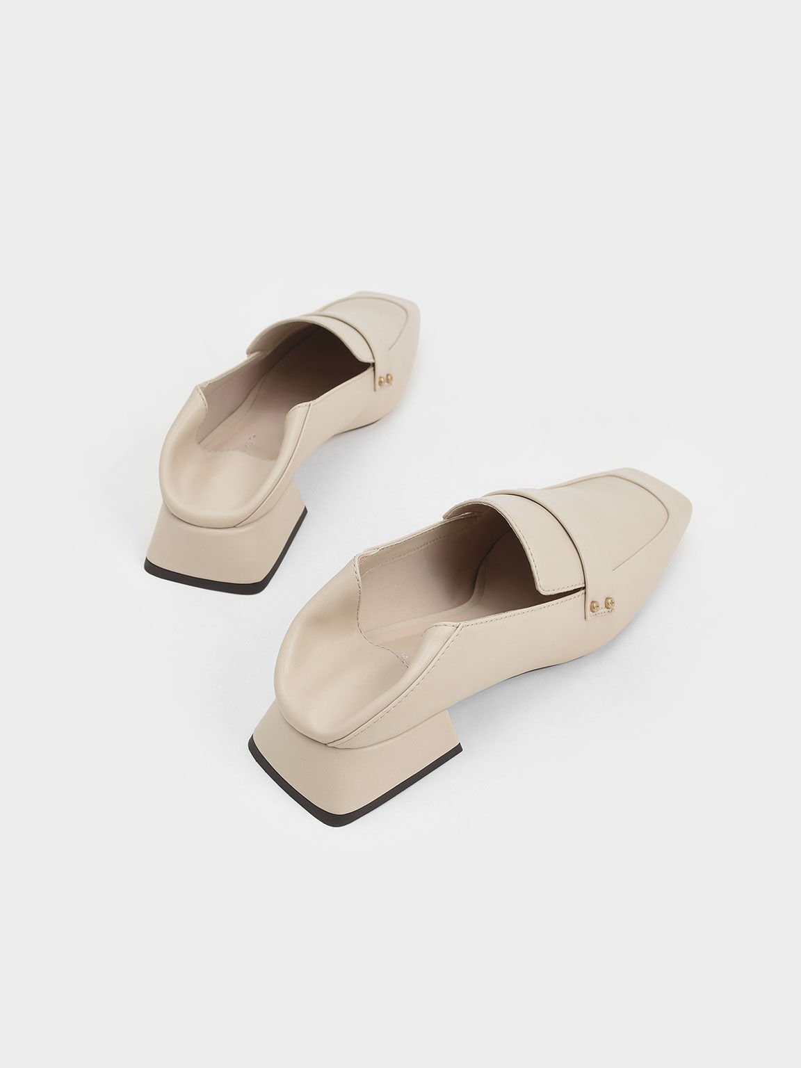 Square Toe Step-Back Penny Loafers, Cream, hi-res