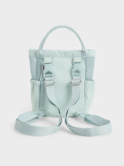 Bolso bombonera Terra de malla y nylon, Verde salvia, hi-res