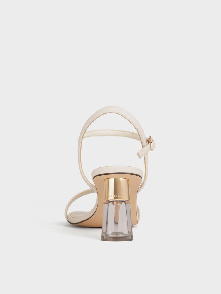 Oleana Clear Trapeze Heel Sandals, Chalk, hi-res