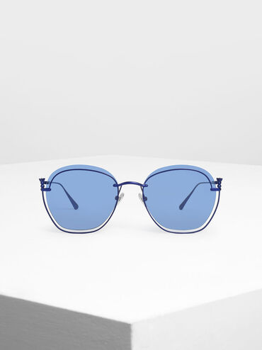 Cut Out Butterfly Sunglasses, Blue, hi-res