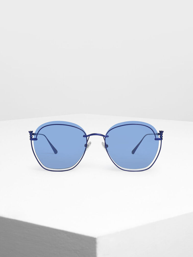 Cut Out Butterfly Sunglasses, Blue, hi-res