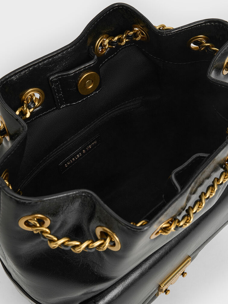 Mochila Donna de efecto arrugado, Negro, hi-res