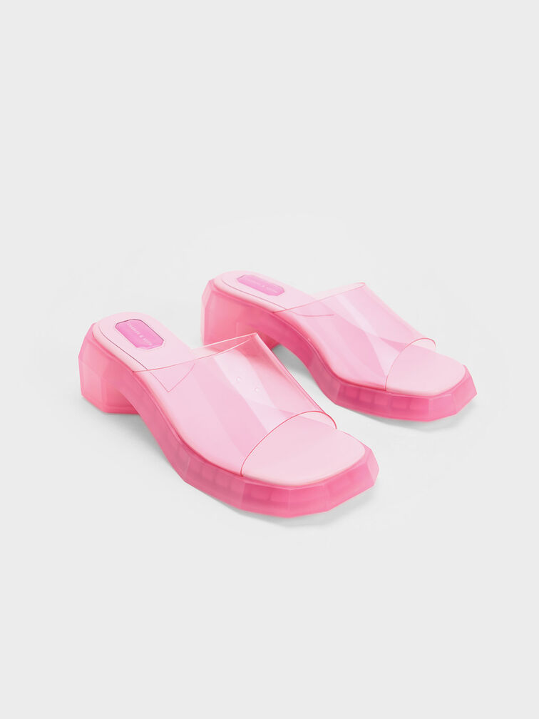 Fia See-Through Geometric Mules, Light Pink, hi-res