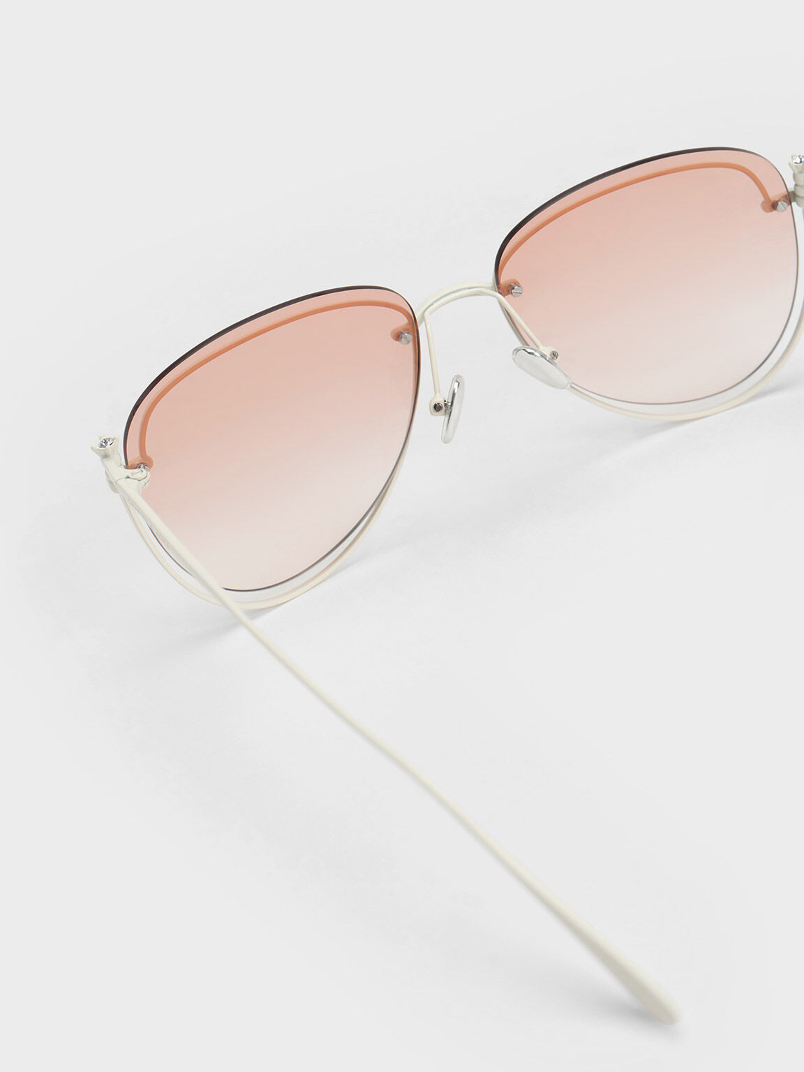 Oversized Wireframe Aviator Sunglasses, Cream, hi-res