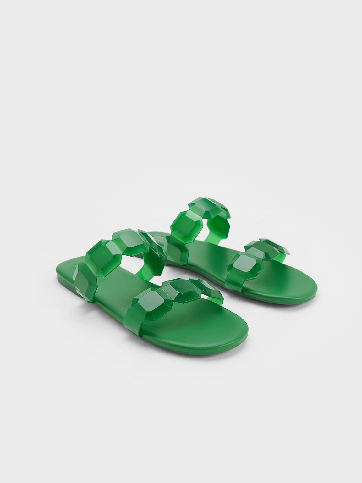 Fia 果凍方塊平底拖鞋, 綠色, hi-res