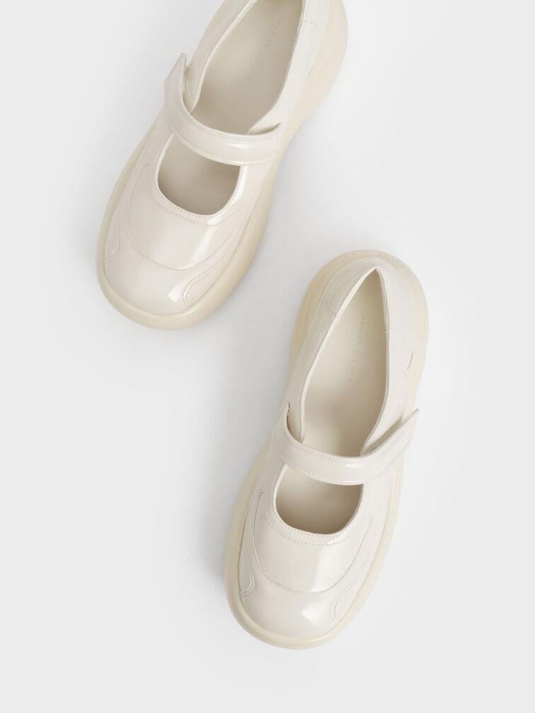 Roony Patent Mary Janes, Chalk, hi-res