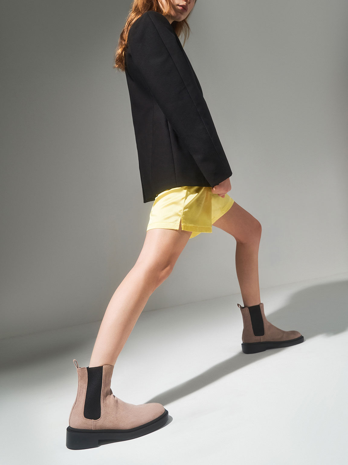 Textured Chelsea Block-Heel Boots, Nude, hi-res