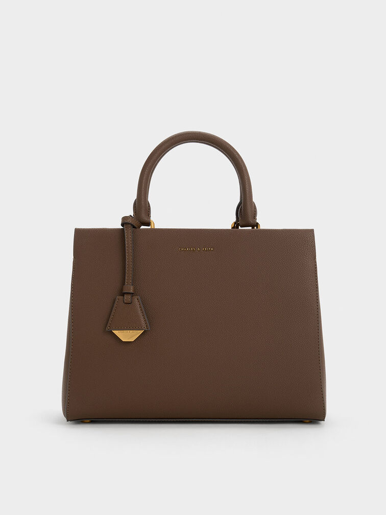 Mirabelle Structured Top Handle bag, Dark Brown, hi-res