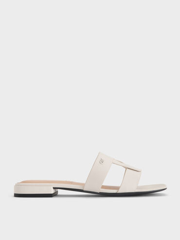 Joan Leather Slide Sandals, White, hi-res