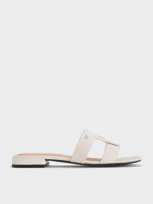 Joan Leather Slide Sandals, White, hi-res