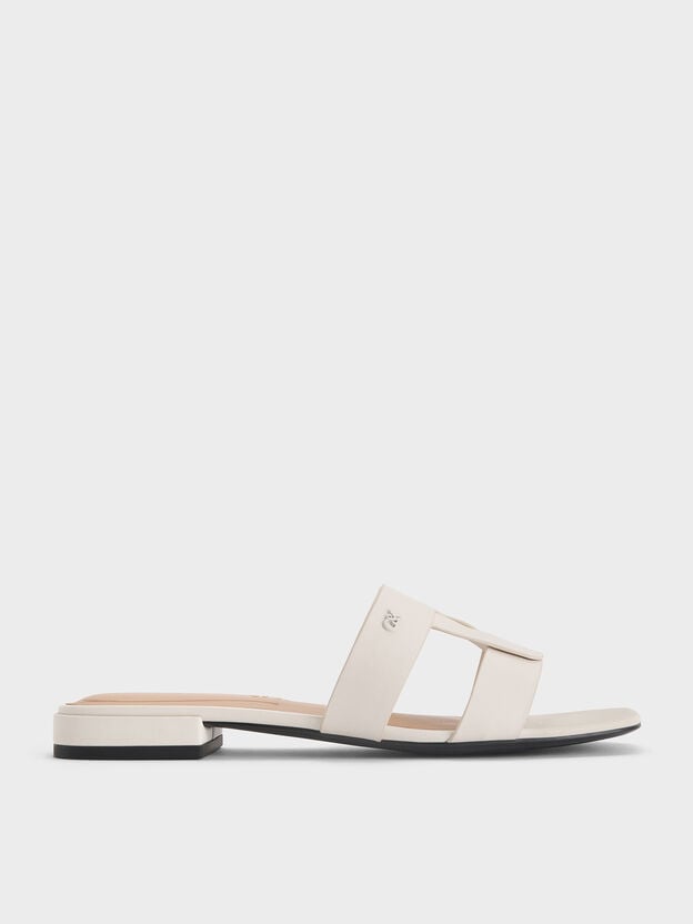 Claquettes en cuir Joan, Blanc, hi-res