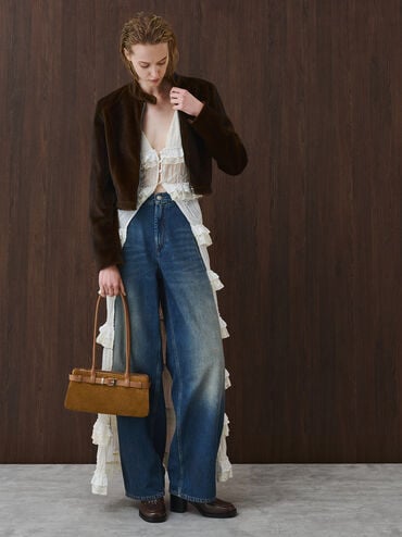 Jody 麂皮肩背包, 暖紅棕, hi-res