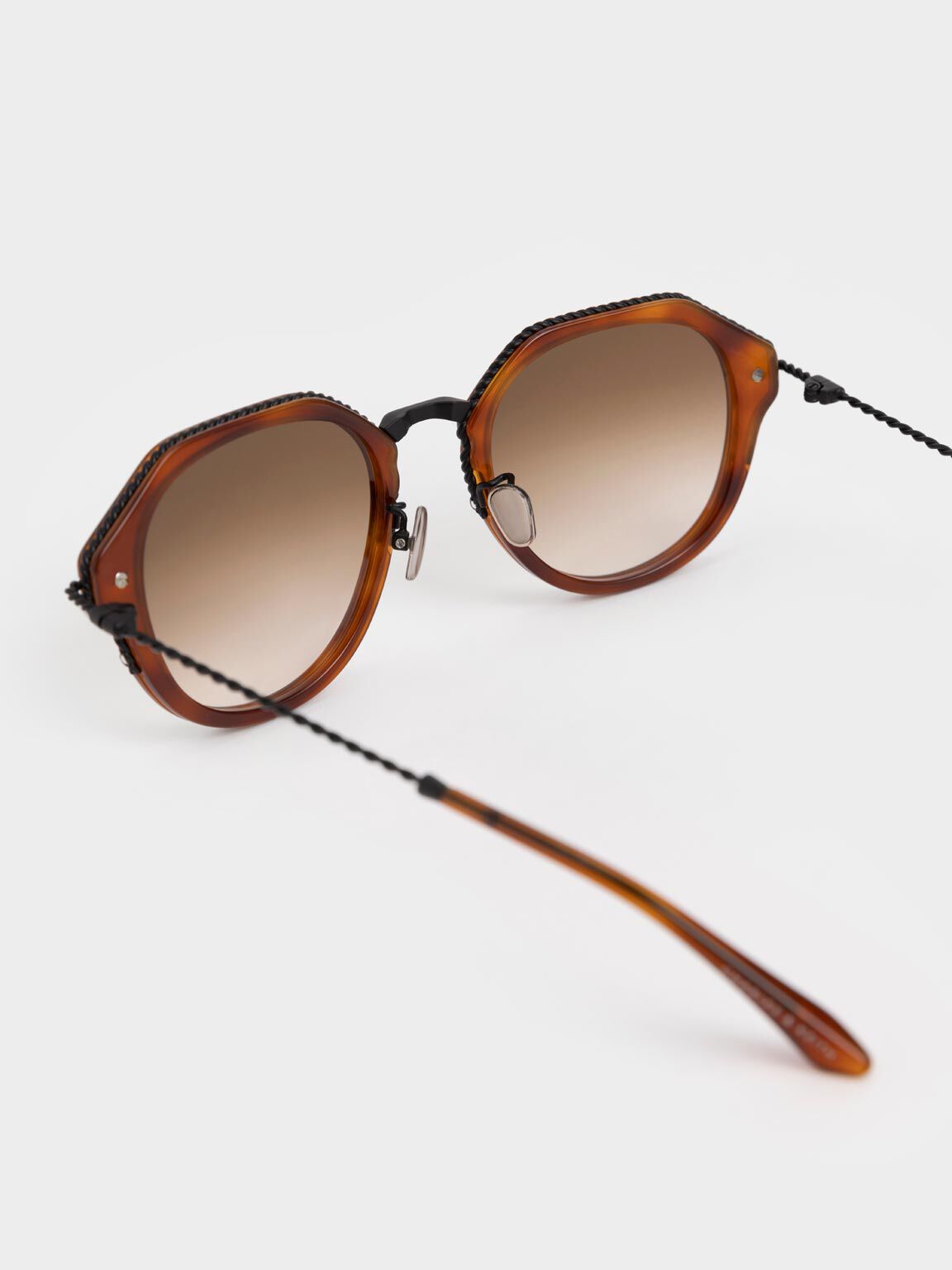 Recycled Acetate Tortoiseshell Oval Sunglasses, T. Shell, hi-res