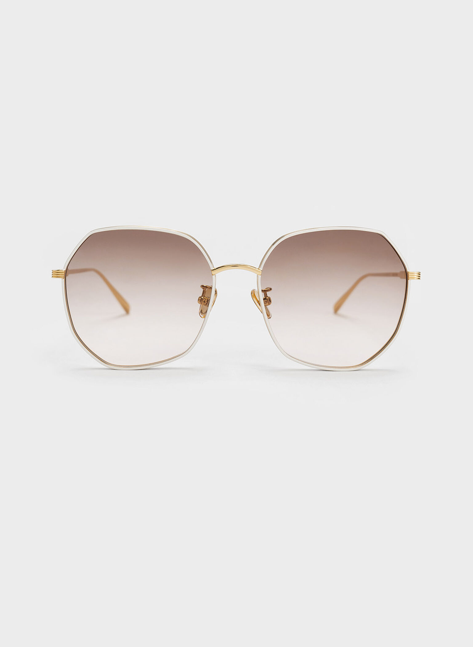 Gafas de sol geométricas tintadas, Crema, hi-res