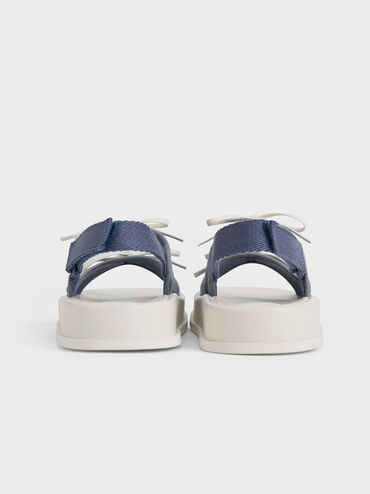 Sandalias Denim con doble lazo para niña, Azul mezclilla, hi-res