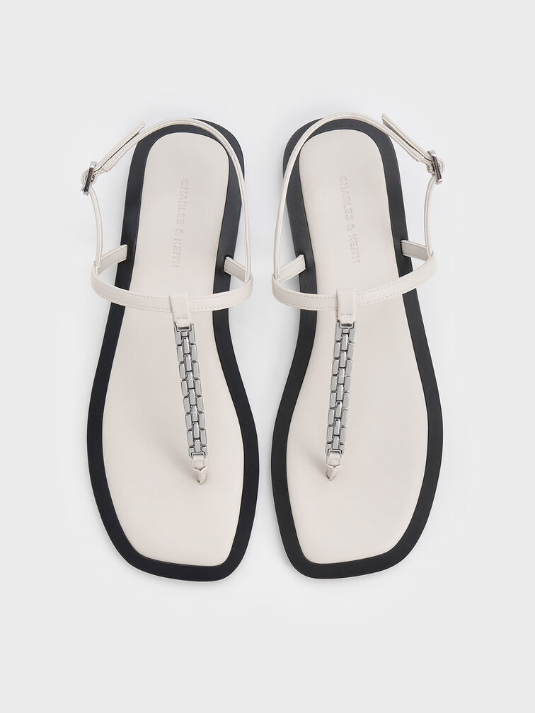 Chain-Link Thong Sandals, Chalk, hi-res