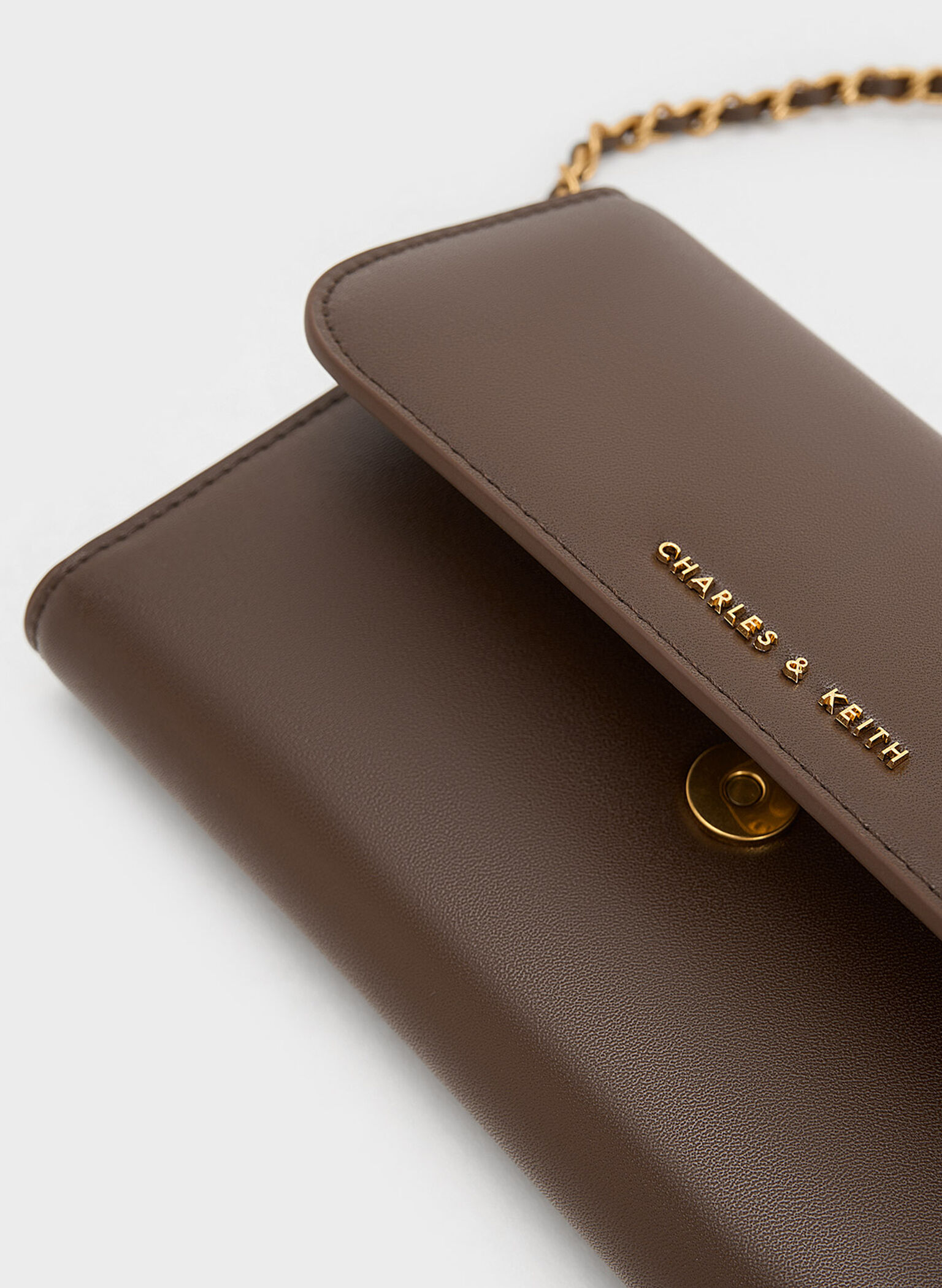 Octavia Front Flap Long Wallet, Dark Brown, hi-res