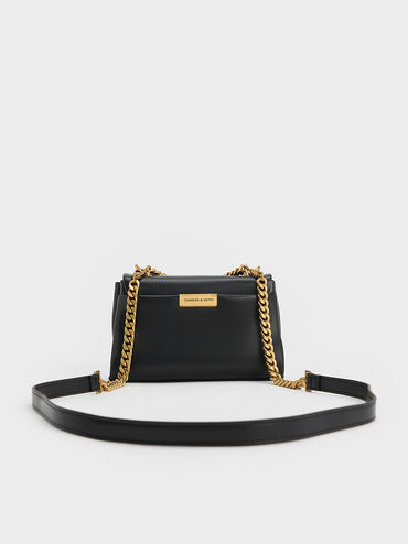 Mini bolso cruzado Kerry con asa de cadena, Negro, hi-res