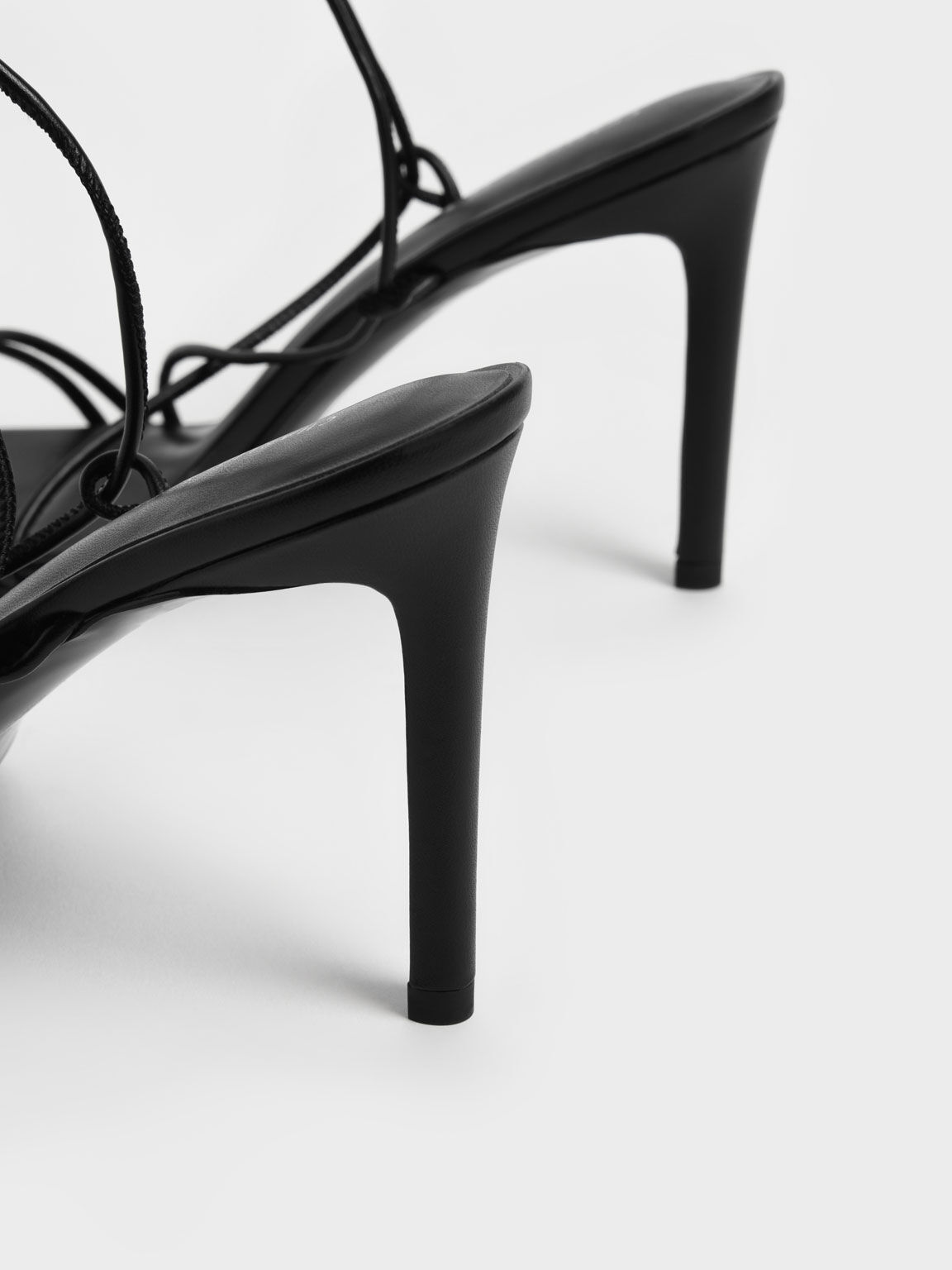 Strappy Tie-Around Stiletto Sandals, Black, hi-res