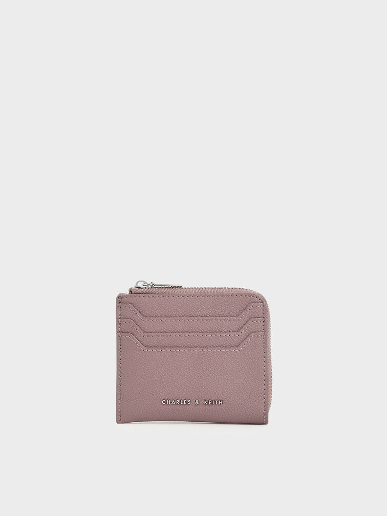 Elodie Multi-Slot Zip Card Holder, Mauve, hi-res