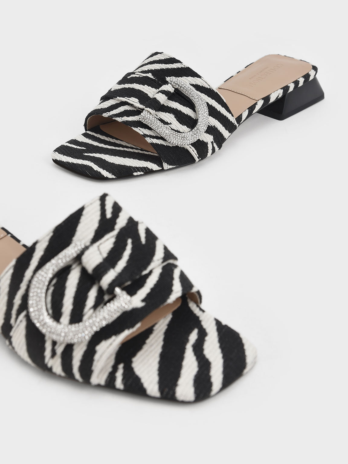 Gabine Jacquard Tiger-Print Mules, Animal Print White, hi-res