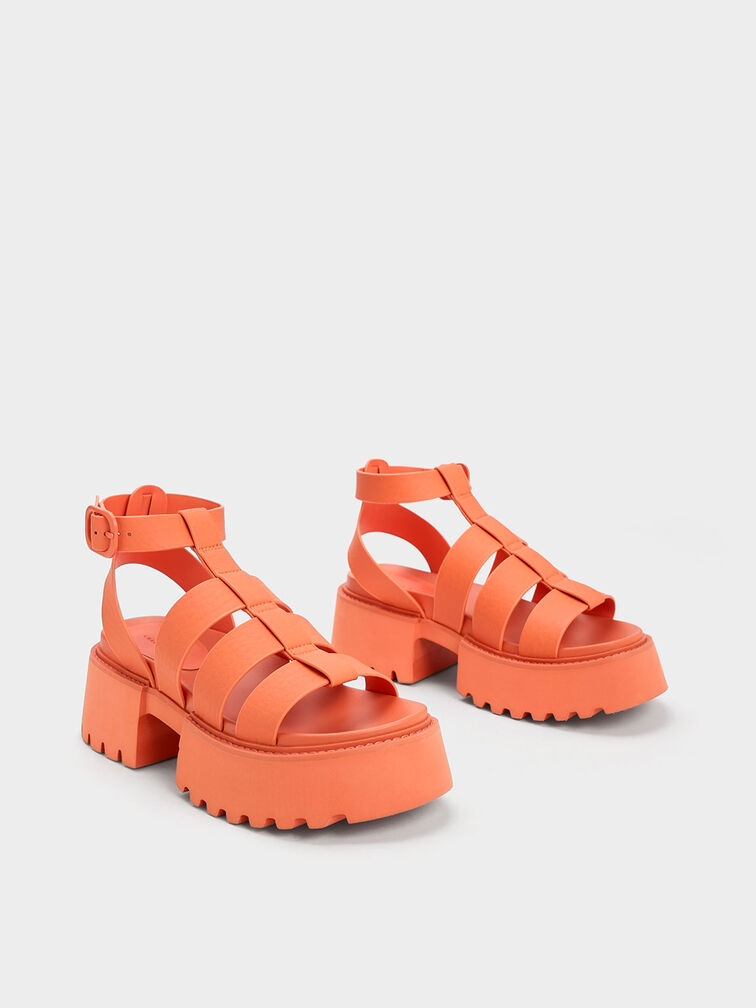 Nadine Gladiator Platform Sandals, Orange, hi-res