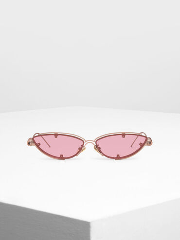 Double Frame Cat-Eye Sunglasses, Pink, hi-res