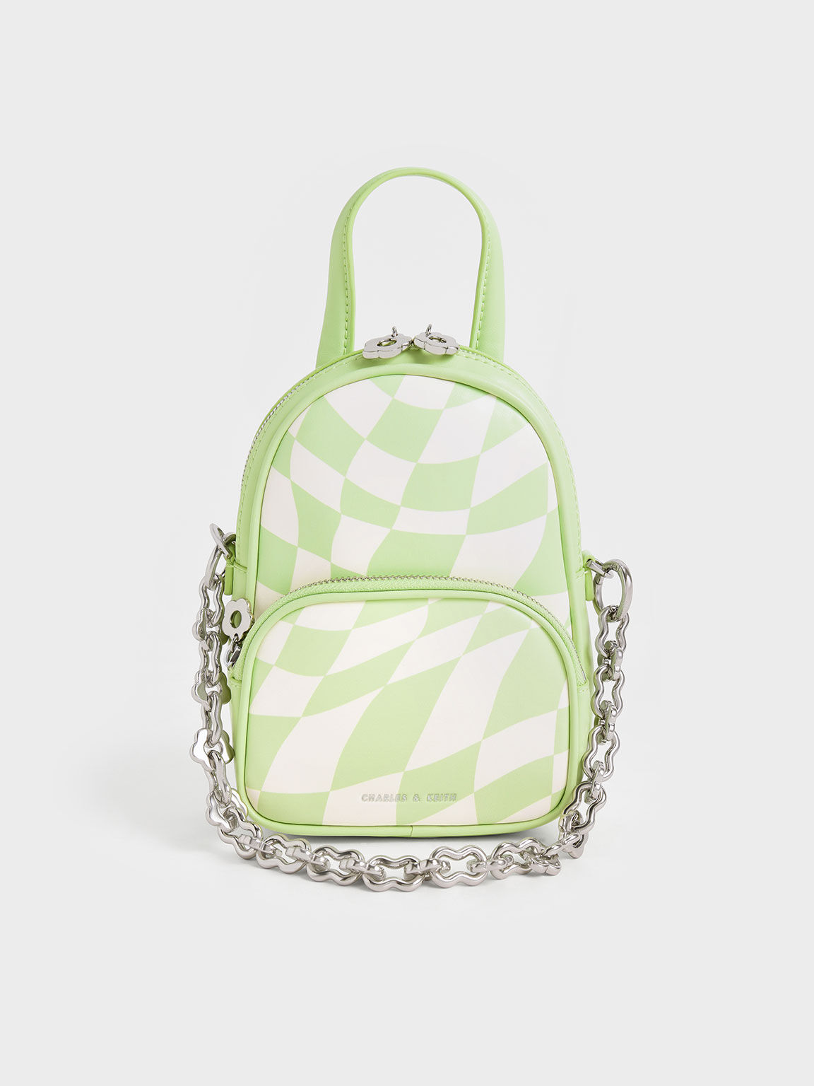 Minka Checkered Double Pocket Crossbody Bag, Mint Green, hi-res