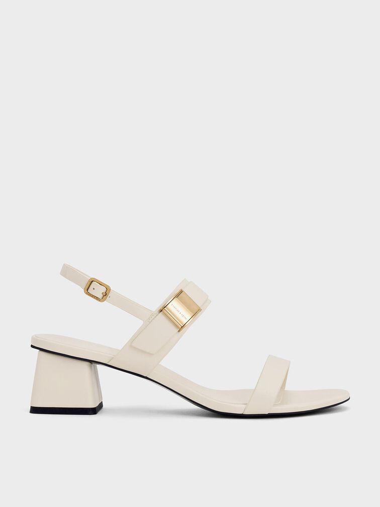 Sandalias de tacón Yvette de doble correa, Blanco tiza, hi-res