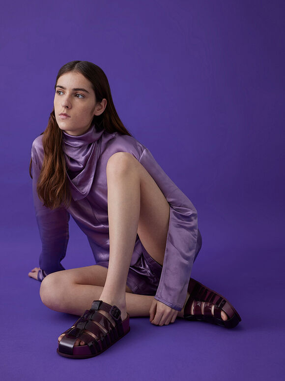 Madison 果凍編織拖鞋, 紫色, hi-res