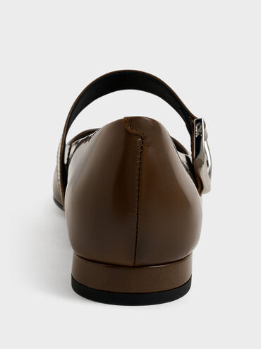 Gabine Leather Mary Janes, Brown, hi-res