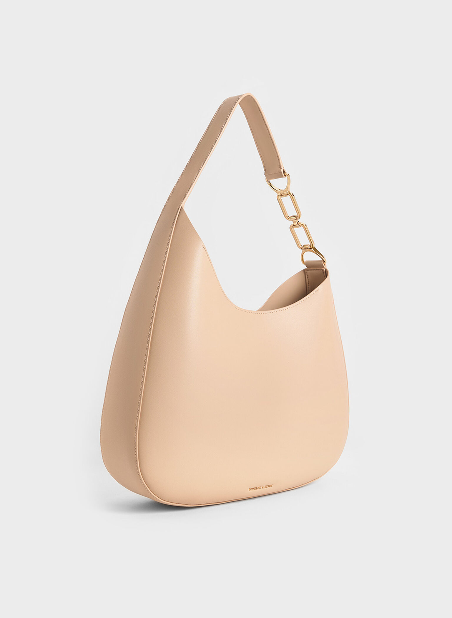 Bolso hobo holgado Agatha con cadena, Beige, hi-res